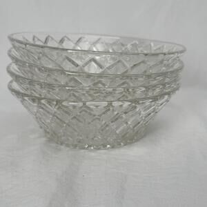 Lot Of 4 Anchor Hocking Waterford Clear Waffle Berry Dessert Bowl 5"  1938-1944